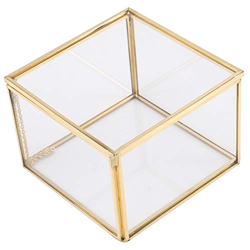 shanpu Cajas de Joyería de Cristal de Jardín de Geometría de Apertura Cuadrada Caja de Almacenamiento de Joyas Espejo Caja de Decoración de Eternas