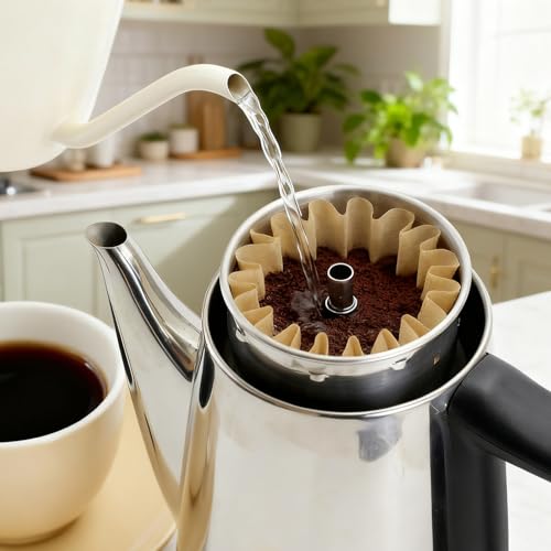Image of Percolator Coffee Filters Compatible with Elite Gourmet Percolator, 200 Pcs Perforated Unbleached Filter Paper for Presto 6 Cup Elite Gourmet 6 Cup