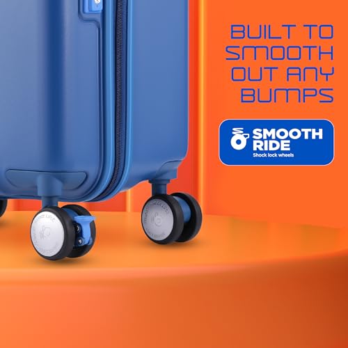 Image of American Tourister Purimax 55 CM Cabin Suitcase with TSA Lock & 8 Wheels Hard-Sided Polycarbonate /Trolley Bag for Holiday /Travel Bag for Holiday /Travel Bag with Double Spinner Wheels for Unisex- Blue