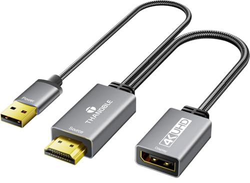 THANDBLE Active HDMI to DisplayPort Adapter (4K@60Hz) Uni-Directional HDMI (Source) to DP (Display) Converter Male to Display Port Female Compatible for PS 4/5 Xbox 360 One PC Laptop