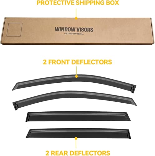 Image of Rain Guards for 2014-2020 Nissan Rogue (Exclude Rogue Sport Models), Out-Channel Window Visor Shields Vent Deflector Shade Wind Dark Smoke 2022 21 22 23, Tape-On Outside-Mount, 4PCS