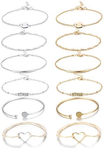Thunaraz Multilayer Layered Bracelet Set Stackable Wrap Bangle Boho Bracelet Adjustable
