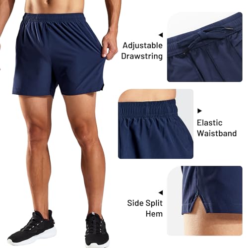 Image of Haimont 5 Inch Mens Dry Fit Running Athletic Shorts with Pockets, Water Resistant Lightweight Gym Workout Exercise Shorts