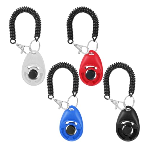 Sibba Dog Training Clicker with Wrist Strap 4PCS Pet Training Clicker for Puppy Cats Birds Horse Clickers Trainer Durable Lightweight Easy to Use Pet Trainings Tools Behavior Aids Black White Red Blue