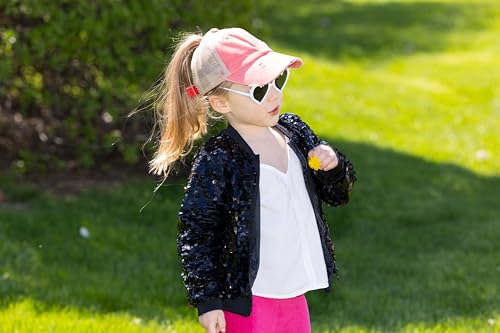 Image of Funky Junque Girl's Criss Cross Hat Messy Bun High Ponytail Kids Baseball Cap