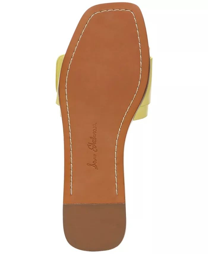 Image of Sam Edelman Inez Butter Squared Open Toe Buckle Detail Slip On Slides Sandals (Butter, 6)