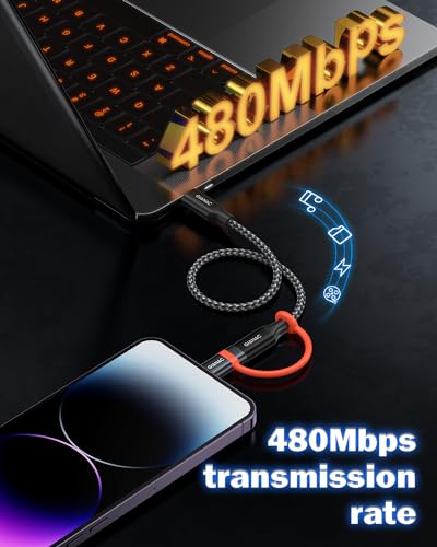 GIANAC USB C auf Lightning Adapter (2Stück),USB C Lightning Adapter 36W Schnelles Laden mit Anti Verlust Seil für iPhone 14 13 12 11 Pro Max,Nicht für OTG/Audio