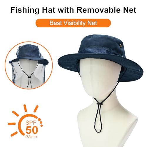 Image of Sun Hats for Men Women Bucket Hat UPF 50+ Boonie Hat Foldable UV Protection Hiking Beach Fishing Summer Safari
