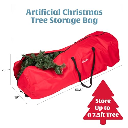 Camerons Products CTSBU-393 Camerons Christmas Tree Rolling Storage Bag- Fits Up To 7.5Ft Artificial Holiday Tree- Heavy Duty Xl 56 Inch X 22 Inch Zippered Storage Container W Durable Handles & Wheels- Easy To Transport thumb #2