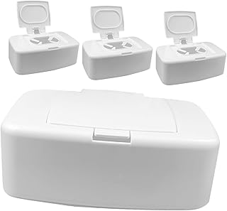 4piezas Caja De Almacenamiento De Toallitas Húmedas Hogar Unidades Soporte para Servilletas Dispensador De Toallitas Baño Sala De Estar Dormitorio Color Blanco