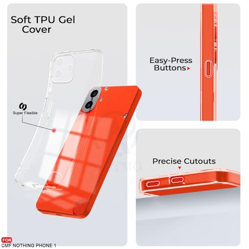 Image of AESTMO Back Case Cover for Nothing CMF Phone 1 | Crystal Clear Design | Shock Proof Design | Transparent Back Case Cover for Nothing CMF Phone 1 (Transparent, TPU)