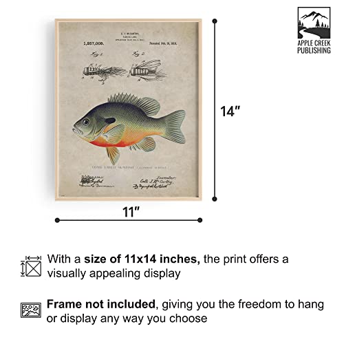 Apple Creek Antique Fly Fishing Lure Us Patent Poster Art Print Bluegill Largemouth Bass Walleye Muskie Lures Poles 11X14 Wall Decor Pictures thumb #1