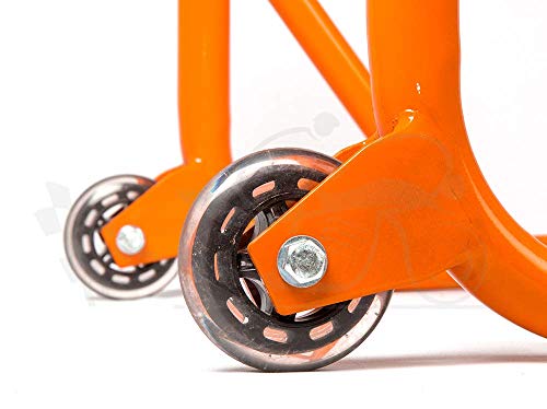 Image of GrandPitstop Paddock Stand with Swing Arm Rest and Bobbin Fork for KTM RC390 (Black and Orange)