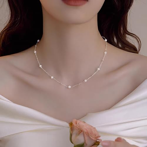 Image of SmileBelle Pearl Necklaces for Women, 18K Gold Choker