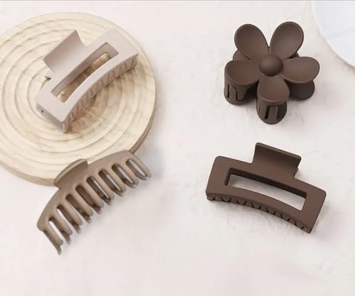 Image of BAKEFY -6 Hair Claw Clips Variety Pack Different Sizes Large Medium Small | Claw Clip Set For Thin & Thick Hair | Various Shapes Assortment | Women Girls Non Slip Hold,Multi