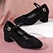 Black Girls Suede Heels Medium Block One Strap Solid Color