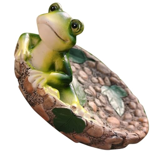Parliky Estatua de Rana de Resina Pequeña para Jardín Exterior Decoración Colorida y Duradera para Césped Escritorio y Estanque Figura Ornamental Detallada para Hogar y Oficina