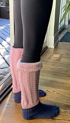 N'Ice Caps Girls Leg Warmers Cable Knit Kids Warm Comfortable Sherpa Lining3