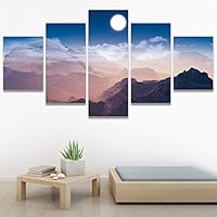 SIGNWIN 5 Panel Canvas Wall Art Modern Art Astronomy & Space Dramatic Minimalist Moon Multicolor Photography for Home Decorations Ready to Hang - 60