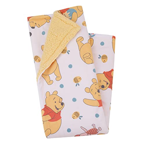 Image of Disney Winnie The Pooh Summertime Fun Yellow, Orange, and White Super Soft Sherpa Baby Blanket