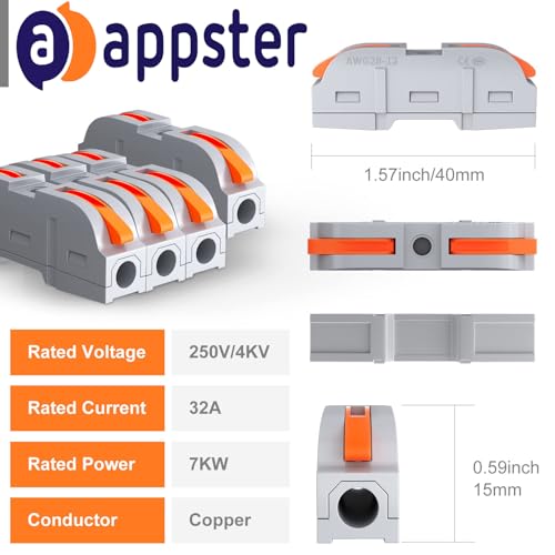 Image of 17pcs Wire Connector Blocks | Universal Electrical Connection Terminals | Quick Push-in Cable Splice Connectors | SPL-1 Clamp with Lever | 0.2-4mm Wire Jointer, Reusable & Safe