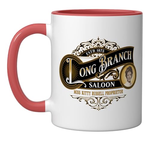 Miss Kitty's Long Branch Saloon | Classic TV Western Ceramic Mug, Red/White