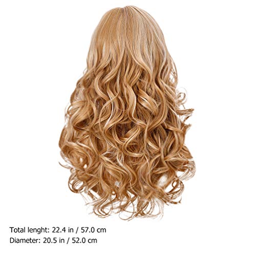 FRCOLOR Longo Encaracolado Ouro Peruca Loira Onda Completa Perucas Destaques Cabelo Sintético Resist