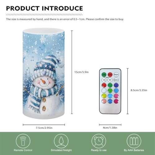 Image of Blue Snowman Flameless Candles with Remote Timer