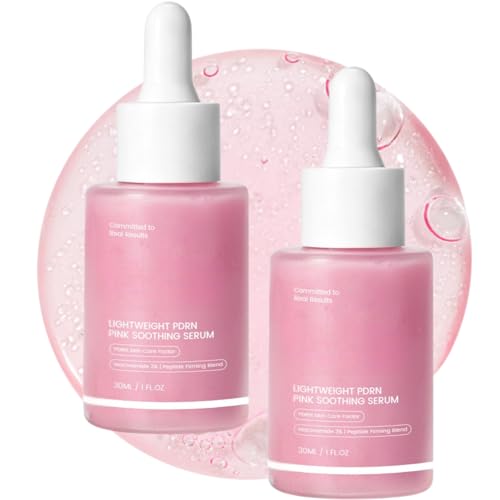 Sérum Rosa de Péptidos PDRN con ADN de Salmón, Sérum Ultra Ligero Hidratante con Ácido Hialurónico para Glow de Rápida Absorción y Claridad de la Piel, Skincare Coreana (2pcs)