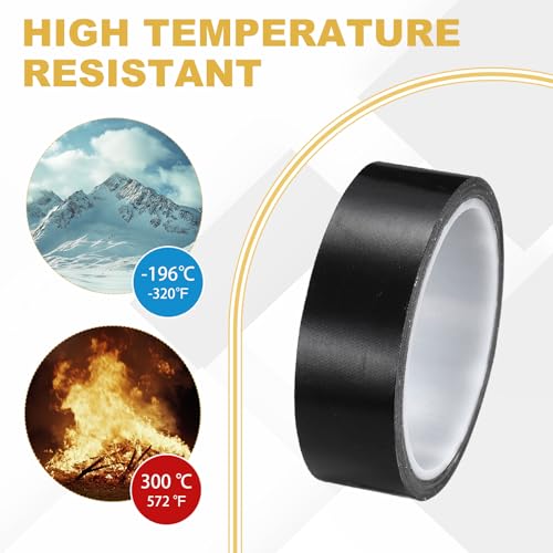 Image of PATIKIL High Temperature PTFE Tape 1-3 /16 Inch x 33 Feet PTFE Coated Fiberglass Adhesive Tape for Vacuum Sealer Machines Hand-Impulse Sealers Insulation, Black