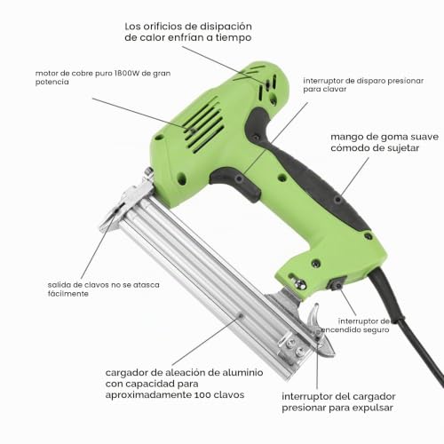 Miniatura 4 de Ftvogue Clavadora De Clavos Con Cable De Clavos Eléctricos Clavadora Eléctrica Con Cable Con Aluminio De Aluminio De Alta Resistencia Manja De Agarre Suave Para El Conjunto De Muebles