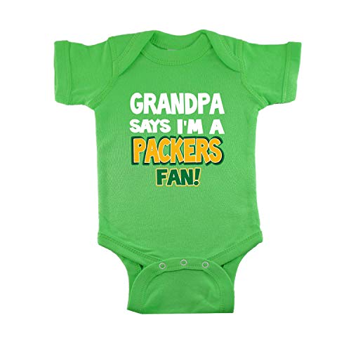 NanyCrafts My Grandpa Says I'm a Packers Fan Baby Bodysuit Green 6M