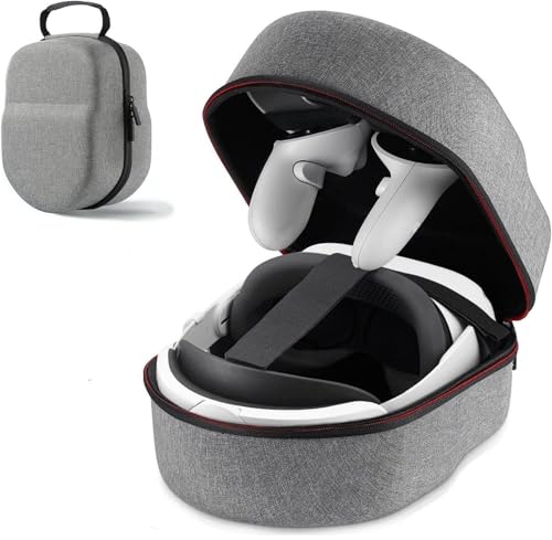 Image of Careflection Carrying Case for Meta Quest 2 3 3s Pico 4 4 Pro Compatible with Headset, Elite Strap and Quest 2 Accessories, Hard Travel Case Protective Storage, (Grey)