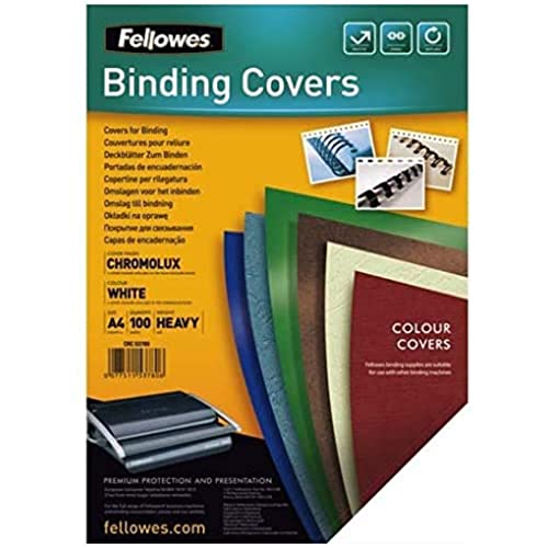 Couvertures de reliure A4 Fellowes Chromolux blanc pack de 100