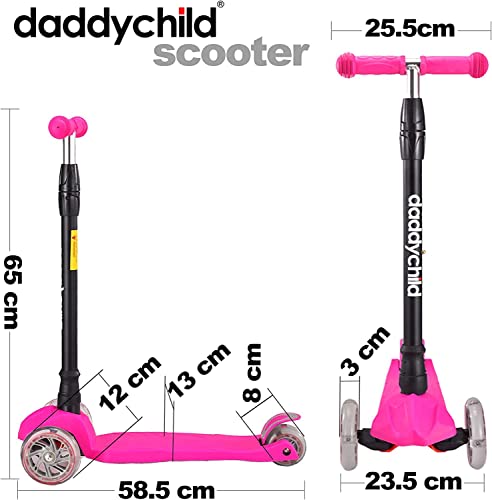 Kids Kick Scooter, 3 Wheeled Scooter For Kids, Child/Toddlers Toy, Adjustable Height, Anti-Slip Deck, Flashing Wheel Lights, For Boys/Girls 3-12 Year Old (Pink) #TOP5