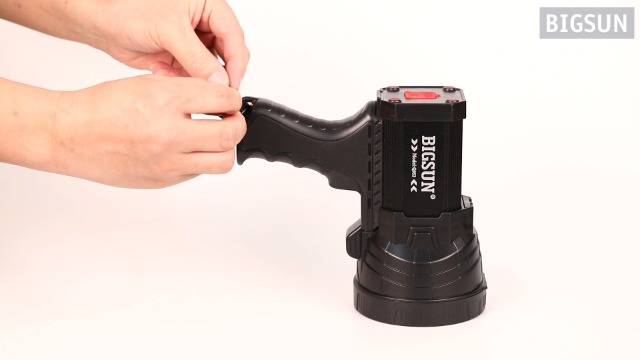 bigsun rechargeable flashlight BIGSUN Q953 Rechargeable Spotlight,100000 High Lumen LED Flashlightv with  COB Flood Light, Built-in 10,000 mAh Li-Ion Battery for Patrol, Working,  Hunting, Red Lens and Tripod