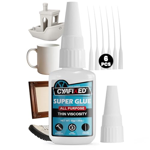 Image of Super Fast Thin CA Glue, 30 Gram Super Glue with Anti-Clog Caps & Precision Microtips, Instant Cyanoacrylate Adhesive for Wood Shoe Ceramic Plastic 3D Prints Glass Model Crafts Fletching