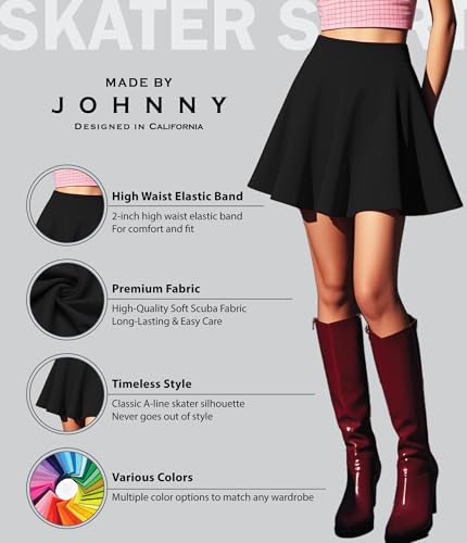 Made By Johnny Women's Basic Versatile Stretchy Flared Casual Mini Skater Skirt XS-3XL Plus Size - Image 3