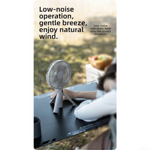 Ventilador de camping recargable 3000 mAh portátil con pantalla digital 4 velocidades color caqui 8