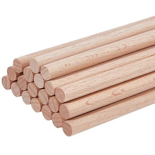 OLYCRAFT 12Pcs Round Wood Sticks 30cm Long Unfinished Beech Wooden Strips 10mm Round Dowels Strips Wooden Dowel Rod Natural Wood Sticks Model Accessories for Building Model DIY Craft Supplies