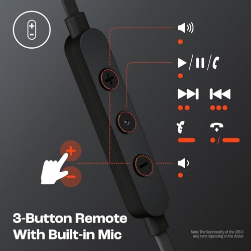 Image of Original Type C Earphone for JBL Tune 310 C with Hi-Res Certified Sound, 3-Button Control and Durable Flat Cable (Black /Grey)