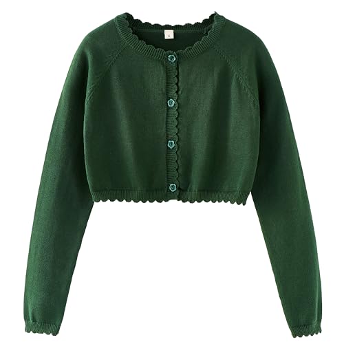 Image of Cropped Shrug Cardigan Girls Cotton Soft Long Sleeve 5-12 Years (Dressy)