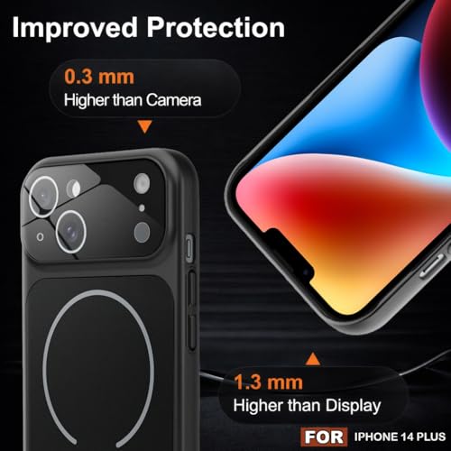 Image of SHINESTAR Premium Luxury Case Compatible with iPhone 14 Plus | Protective Back Cover with Camera Lens Safety | Wireless Charging Support | Slim Fit Durable Design | Enhanced Grip Protection Black