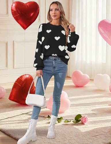 Image of Libsorge Womens Valentine Heart Sweater 2026 Valentines Day Trendy Cute Oversized Long Sleeve Pullover Sweaters