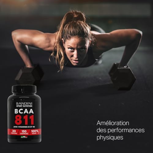 Bandini® BCAA 8.1.1 | Acides Aminés à Chaîne Ramifiée, Leucine, Isoleucine, Valine + Vitamine B1 et B6 | Récupération Musculaire Pré et Post Workout | Acide Amines 8:1:1 150 comprimés | 100% Vegan – Image 7