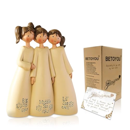 Bestie Birthday Gifts for Women - Guardian Angel Figurines 3 Sisters Statue Hand-Painted Gift for Girls Birthday Christmas Celebrates Friendships Among Women Memorial Graduation Decorations