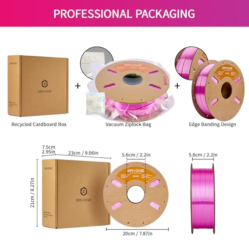 Image of ERYONE Silk PLA Filament for 3D Printer 1.75mm + /- 0.03mm, Shiny Filament 1kg (2.1lbs) /Spool, Azalea Pink