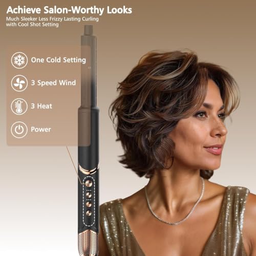 Image of 5-in-1 Auto-Wrap Hair Styler & Dryer, 110,000 RPM Ionic, Grey | Hot-air brush for curling, volumizing, straightening and fast drying; negative ions help reduce frizz for smooth styling