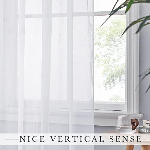 Nicetown Sheer Curtains White Crinkled Voile Textured, Crushed Privacy Sheer Window Treatment Lightweight And Breathable With Grommet Top For Cottage/Farmhouse (Set Of 2, W52 X L84, White) #TOP6