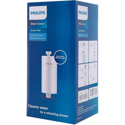 Philips AWP1775 Inline-Duschfilter, KDF-Filtersystem gegen Rest-Chlor, Bakterien, Verunreinigungen & Kalk, Wasser-Filter für Bad und Dusche & Philips AWP175 Philips Dusch-Filter/Wasser-Filter